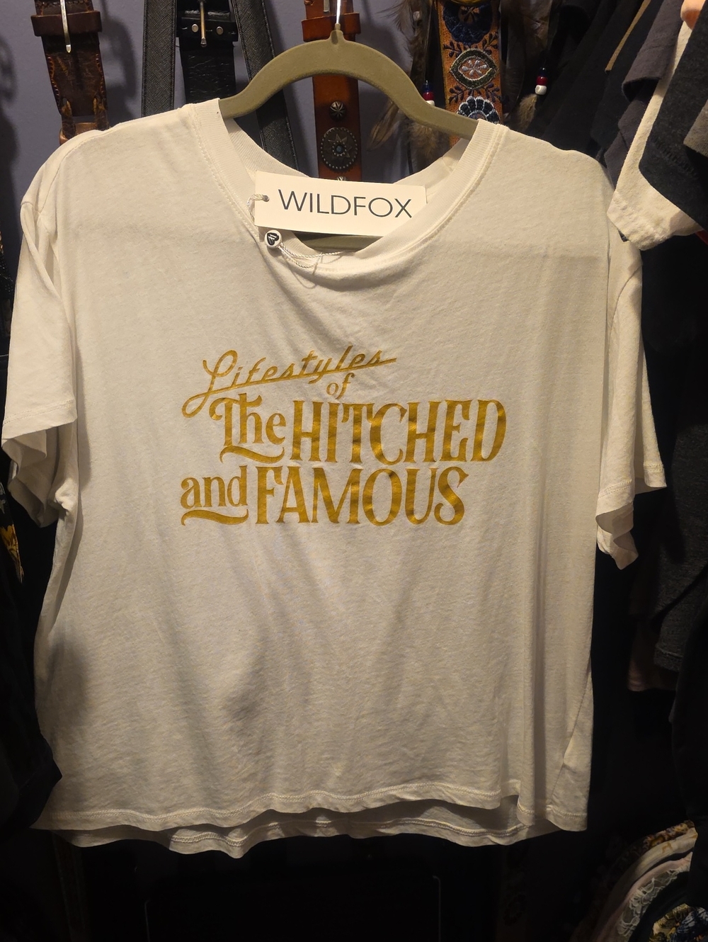 Wildfox Cream Tee with Gold Script Logo